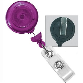 Purple Retractable Id Lanyard | 3/8 inch purple badge reel lanyard attached  split ring with retractable ID reel-blank-LNB32RNPRP